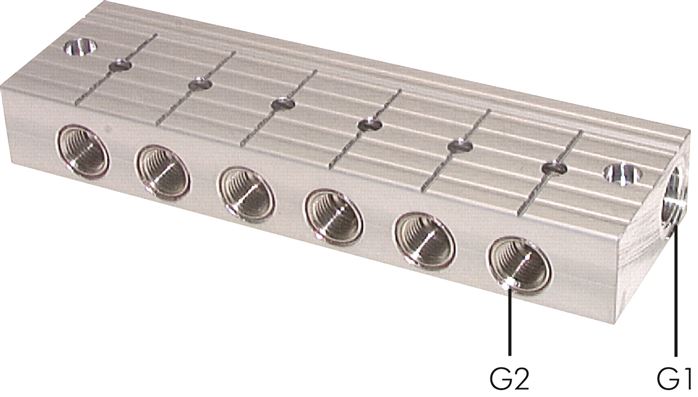 Exemplary representation: Manifold strip on one side with integrated ball valves