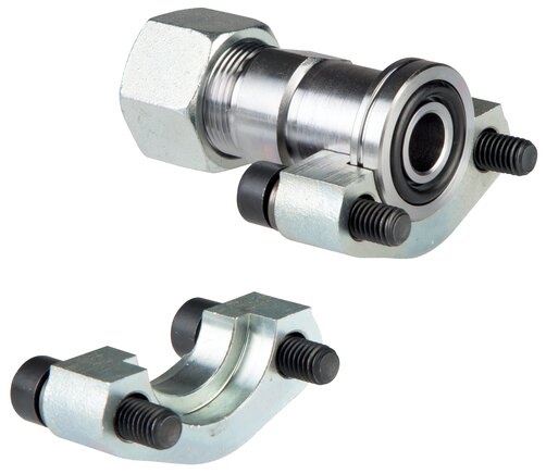 Exemplary representation: Straight flange screw joint with split SAE flange, galvanised steel